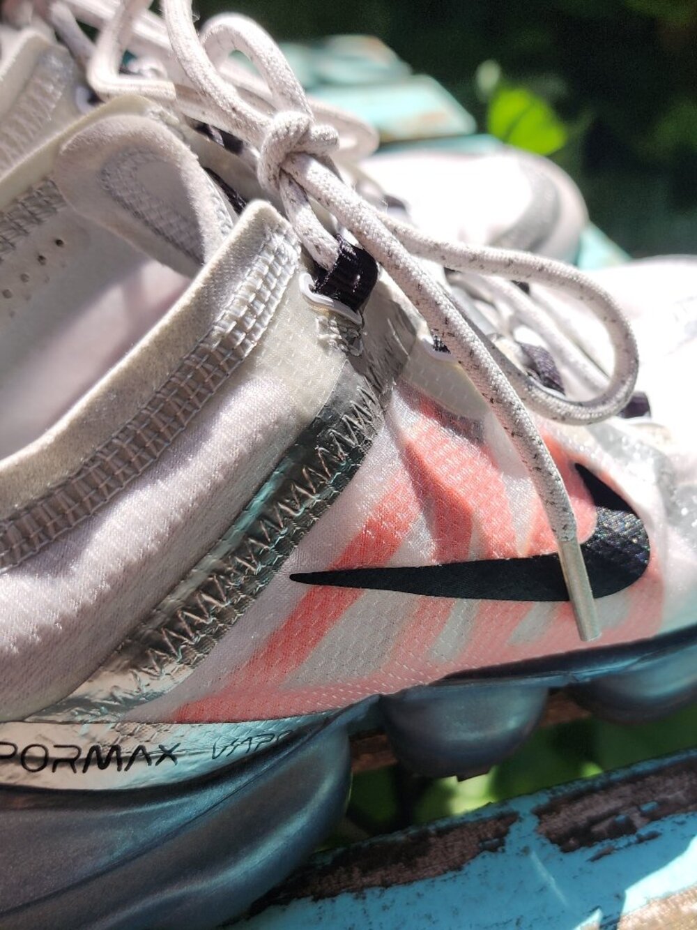 EUC 👟 Nike Air VaporMax Pure Platinum Team Orange 🍊 mens size 7, Women’s 8.5